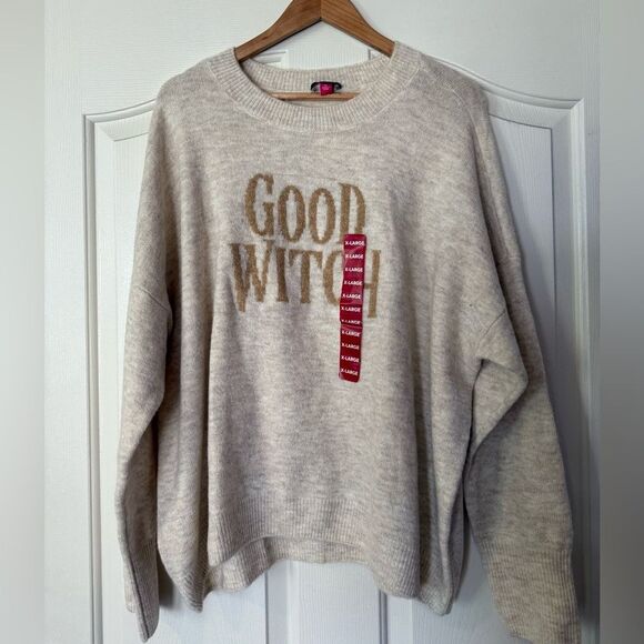 NWT Women's Cream Sweater with 'Good Witch' Design - Picture 6 of 8